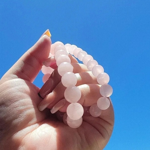 Natural Gemstone Rose Quartz Bracelet - Picture 3 of 7